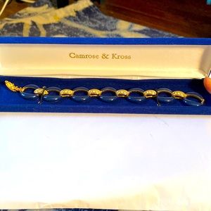 Camrose and Kross original bracket, never worn still in the box, blue and gold